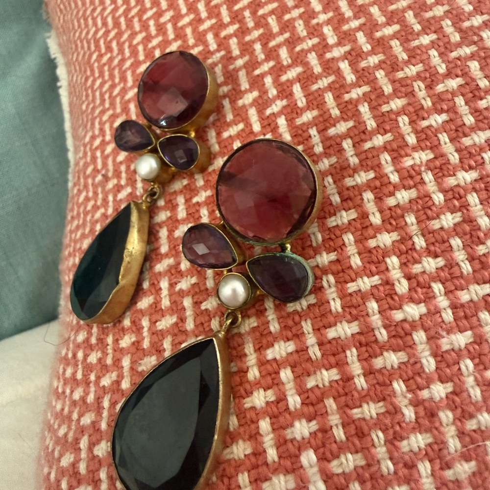 Ottoman Hands Gold Plated Statement Dangle Earrin… - image 2